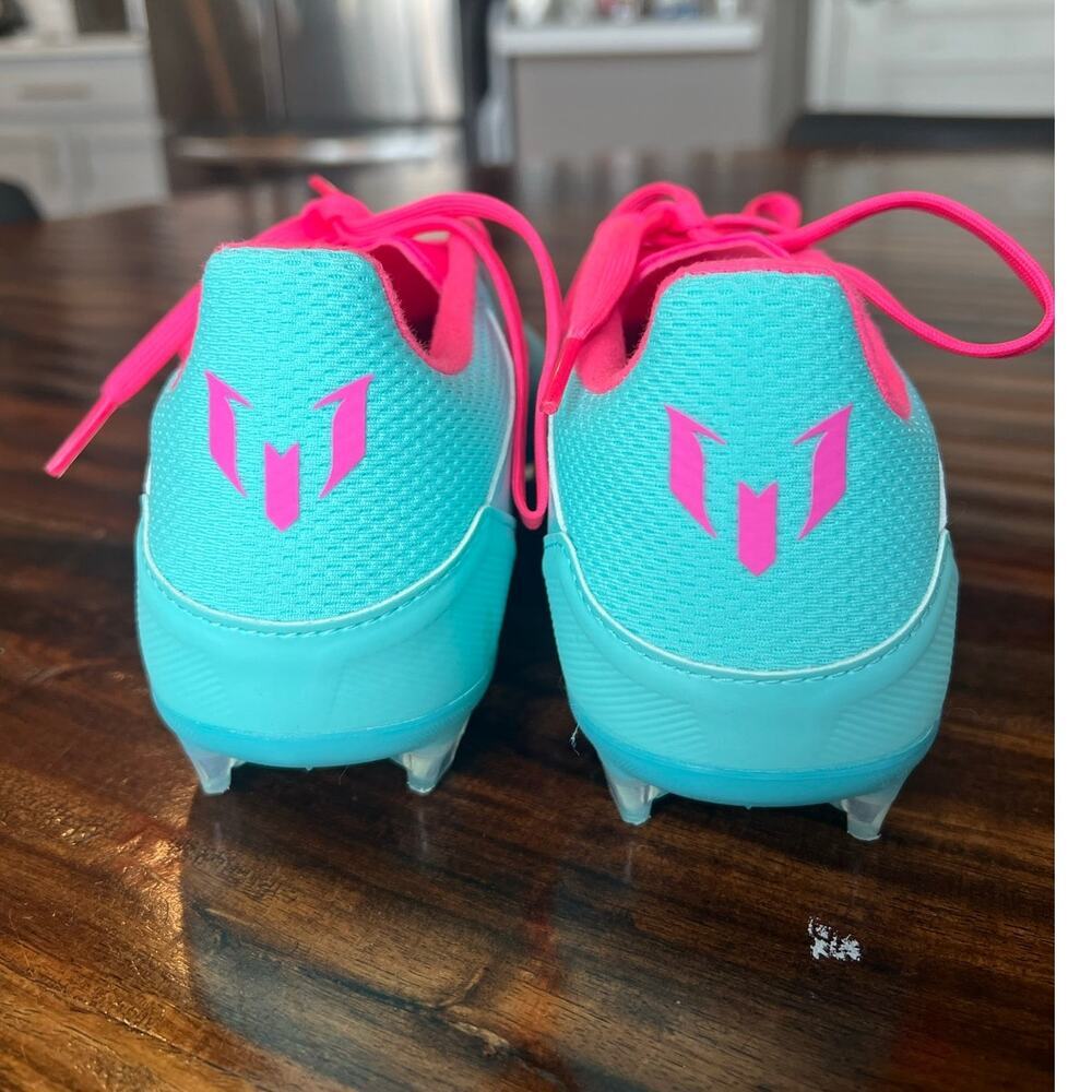 NWT Kids Adidas F50 League Messi FG/MG Soccer Cleats, Size 5.5. Blue/Pink - Picture 3 of 10